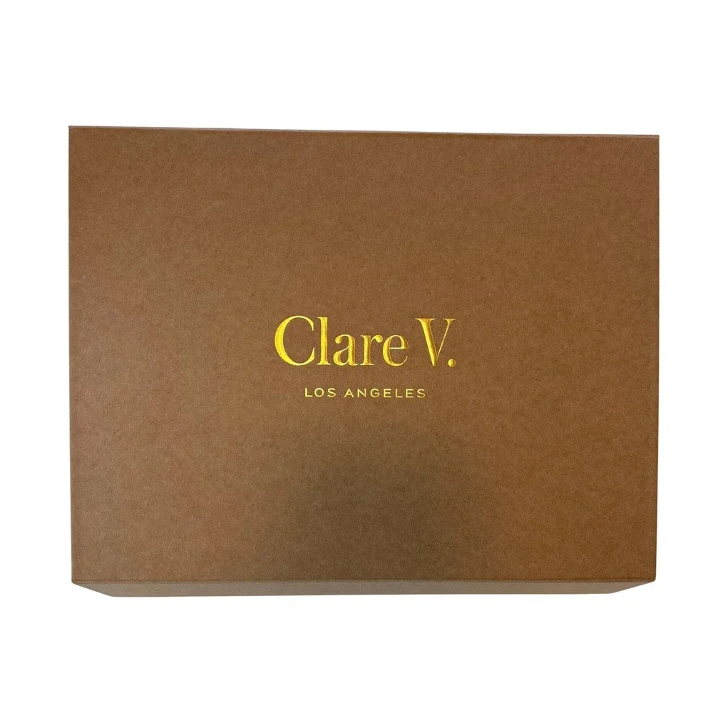 Clare V. Storage‎ Gift Box Brown Unisex OS Gold Foil Logo Striped Tissue Paper